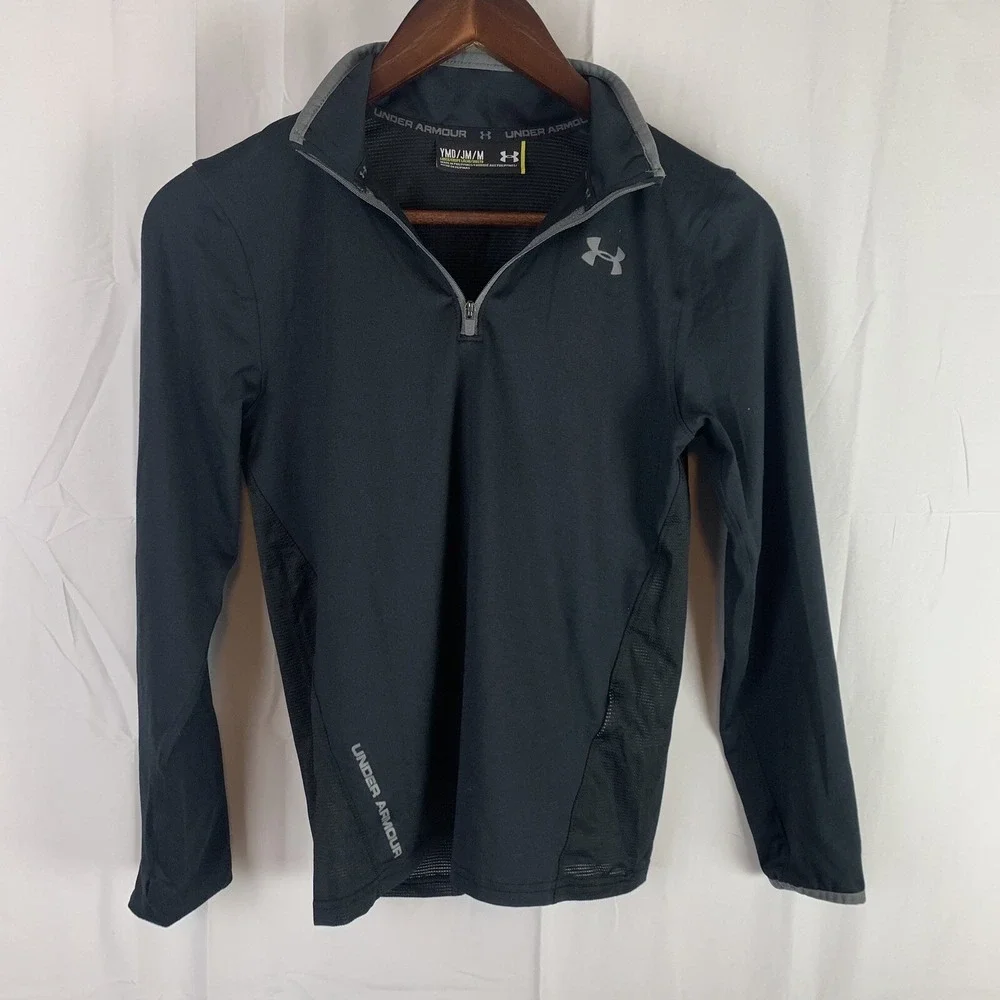 Under Armour Girls Black All Seasons‎ Gear Zip Track Jacket YMD Thumb Holes